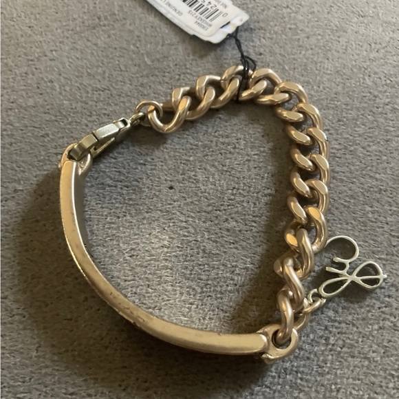 Sam Edelman NWWT Nickel & Gold Tone W/Genuine Leather ID Inspired Bracelet - Picture 5 of 15
